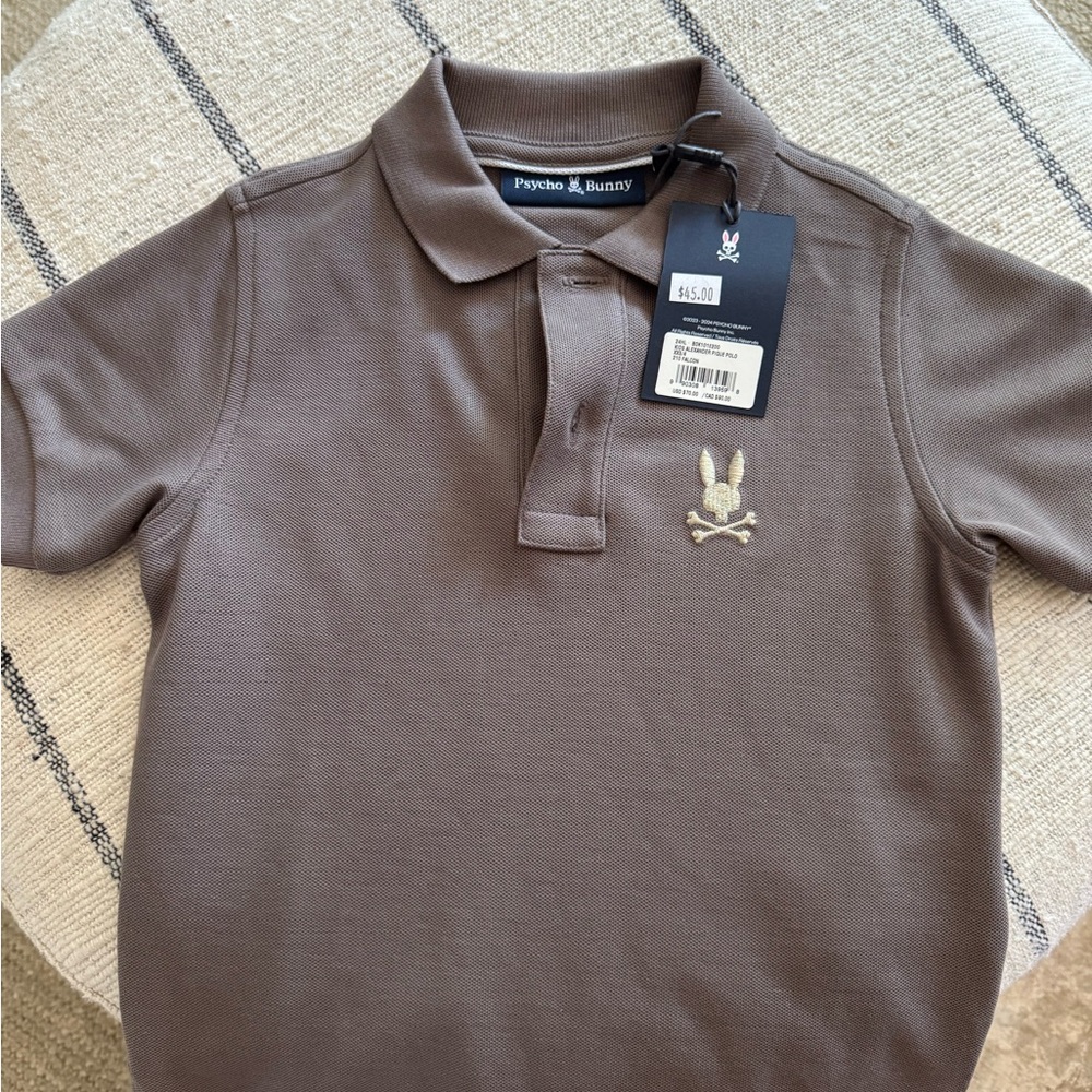 Psycho Bunny Taupe Polo Shirt for Kids